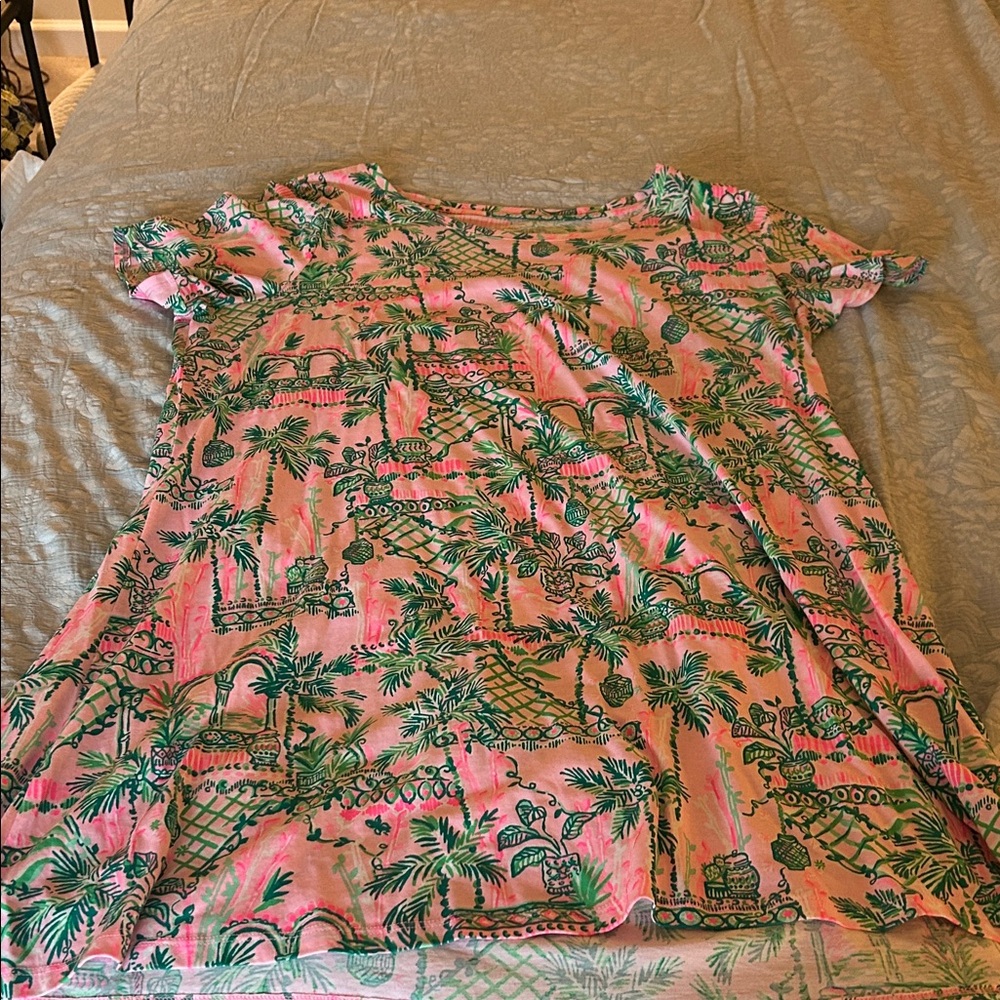 Lilly Pulitzer Pink and Green Tropical Dress